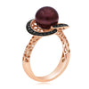 .37CT BLACK DIAMOND & AAA TAHITIAN PEARL 14KT ROSE GOLD OPEN FILIGREE FUN RING