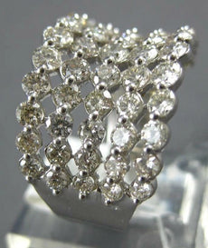 ESTATE LARGE 2.40CT DIAMOND 14KT WHITE GOLD ROUND 3D MULTI ROW ANNIVERSARY RING