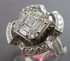 EXTRA LARGE 2.14CT DIAMOND 18K WHITE GOLD 3D ROUND & BAGUETTE FLORAL SQUARE RING