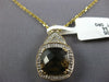LARGE 3.39CT DIAMOND & AAA SMOKEY TOPAZ 14K YELLOW GOLD CUSHION FLOATING PENDANT