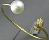 ESTATE LARGE .22CT DIAMOND & AAA SOUTH SEA PEARL 18K YELLOW GOLD BANGLE BRACELET