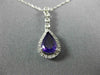 ESTATE 1.08CT DIAMOND & AAA AMETHYST 14KT WHITE GOLD 3D PEAR SHAPE HALO PENDANT