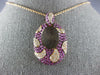 LARGE 2.63CT DIAMOND & AAA PINK SAPPHIRE 18KT ROSE GOLD 3D OVAL LEAF FUN PENDANT