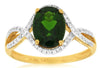 2.27CT DIAMOND & AAA GREEN GARNET 14KT YELLOW GOLD 3D OVAL & ROUND INFINITY RING