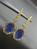 ESTATE LARGE 2.26CT DIAMOND & SAPPHIRE 18K YELLOW GOLD 3D OVAL FILIGREE EARRINGS