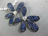 LARGE DIAMOND & AAA SAPPHIRE 18KT WHITE GOLD DOUBLE FLOWER BUTTERFLY FUN PENDANT