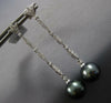 ESTATE LARGE .42CT DIAMOND & AAA TAHITIAN PEARL 18KT WHITE GOLD FLORAL HANGING EARRINGS