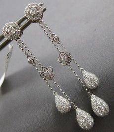 1.65CT DIAMOND 18KT WHITE GOLD 3D FLOWER BY THE YARD TEAR DROP HANGING EARRINGS
