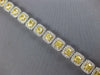 LARGE & LONG 13.45CT WHITE & FANCY YELLOW DIAMOND 18K WHITE GOLD TENNIS BRACELET