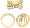 LARGE .31CT DIAMOND & AAA SOUTH SEA PEARL 14KT YELLOW GOLD MULTI ROW LOVE RING