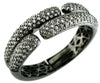 WIDE 24.5CT AAA WHITE SAPPHIRE 925 SILVER 3D MULTI ROW PAVE CUFF BANGLE BRACELET