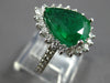 LARGE 4.87CT DIAMOND 14K WHITE GOLD 3D PEAR SHAPE & ROUND ENGAGEMENT RING #27853