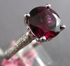 ESTATE LARGE 3.78CT DIAMOND & AAA RHODOLITE 18K WHITE GOLD ROUND ENGAGEMENT RING