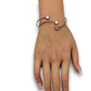 LARGE .77CT DIAMOND 18KT WHITE GOLD ROUND & BAGUETTE SQUARE CUFF BANGLE BRACELET