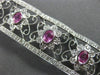 ESTATE WIDE 4.47CT DIAMOND & AAA PINK SAPPHIRE 14KT WHITE GOLD FLORAL BRACELET