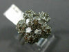 WIDE .86CT WHITE & CHOCOLATE FANCY DIAMOND 18KT WHITE GOLD MULTI FLOWER FUN RING