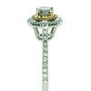 .99CT WHITE & PINK DIAMOND 18KT TRI COLOR GOLD ROUND DOUBLE HALO ENGAGEMENT RING