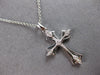 ESTATE .03CT DIAMOND 14KT WHITE GOLD 3D CLASSIC FILIGREE CROSS FLOATING PENDANT