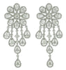 LARGE 16.45CT DIAMOND 18KT WHITE GOLD 3D ROUND & PEAR SHAPE CHANDELIER EARRINGS