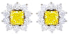 LARGE 3.15CT WHITE & FANCY YELLOW DIAMOND 18KT 2 TONE GOLD SQUARE STUD EARRINGS