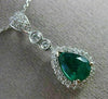 ANTIQUE 1.31CT DIAMOND & COLOMBIAN EMERALD 14KT WHITE GOLD PEAR PENDANT #21007