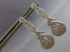 ESTATE LARGE 1.09CT DIAMOND 14K WHITE GOLD 3D CLUSTER TEAR DROP HANGING EARRINGS