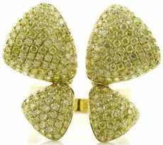 ESTATE EXTRA LARGE 4.34CT FANCY YELLOW DIAMOND 18K YELLOW GOLD 3D BUTTERFLY RING
