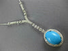 ANTIQUE 8.95CT DIAMOND & AAA TURQUOISE 14K WHITE GOLD OVAL LARIAT NECKLACE #2555
