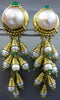 ESTATE 2.80CT DIAMOND & MULTI GEM 18KT YELLOW GOLD CHANDELIER HANGING EARRINGS