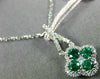 ESTATE .61CT DIAMOND & AAA EMERALD 18K WHITE GOLD FLOWER SQUARE FLOATING PENDANT