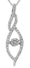 .30CT DIAMOND 14KT WHITE GOLD 3D FLOWER DOUBLE LEAF TEAR DROP FLOATING PENDANT
