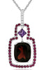 5.6CT DIAMOND  AAA RUBY GARNET & AMETHYST 14K WHITE GOLD SQUARE FLOATING PENDANT