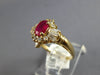 1.05CT DIAMOND & AAA RUBY 14K YELLOW GOLD OVAL ROUND & BAGUETTE FLOWER LOVE RING