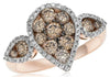 1.40CT WHITE & MOCHA DIAMOND 14KT GOLD 3D PEAR SHAPE CLUSTER ANNIVERSARY RING