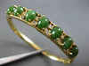 ANTIQUE WIDE AAA JADE 14KT YELLOW GOLD OVAL FILIGREE CUFF BANGLE BRACELET #28241