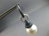 ESTATE LARGE 1.57CT DIAMOND & AAA SAPPHIRE & SOUTH SEA PEARL 18K WHITE GOLD 3D EARRINGS