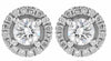 ESTATE LARGE 1.32CT DIAMOND 14KT WHITE GOLD SOLITAIRE CLASSIC HALO STUD EARRINGS