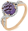 2.22CT DIAMOND & AAA AMETHYST 14K ROSE GOLD 3D OVAL & ROUND DOUBLE INFINITY RING