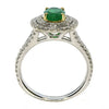 2.05CT DIAMOND & AAA EMERALD 18KT 2 TONE GOLD OVAL & ROUND HALO ENGAGEMENT RING