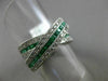 ESTATE LARGE 1.60CT DIAMOND & EMERALD 14KT WHITE GOLD 3D CRISS CROSS X LOVE RING