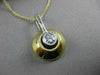 ESTATE LARGE DIAMOND BEZEL SOLITAIRE 14K 2 TONE GOLD HANGING DOMED PENDANT 11900
