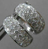 ESTATE 1.37CT ROUND DIAMOND 18K WHITE GOLD 3D PAVE 3 ROW CLASSIC HUGGIE EARRINGS