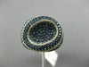 ESTATE WIDE 2.56CT DIAMOND & AAA SAPPHIRE 14K WHITE GOLD 3D OVAL MICRO PAVE RING