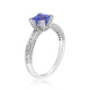 1.36CT DIAMOND & AAA TANZANITE 14K WHITE GOLD 3D PRINCESS & ROUND SOLITAIRE RING