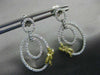 .85CT WHITE & FANCY YELLOW DIAMOND 18KT TWO TONE GOLD OVAL BOW HANGING EARRINGS