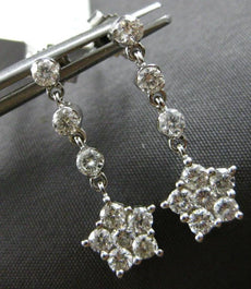 ESTATE 1.0CT DIAMOND 14K WHITE GOLD 3D CLASSIC STAR BY THE YARD HANGING EARRINGS