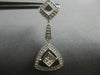 LARGE .96CT DIAMOND 18KT WHITE GOLD ROUND & PRINCESS TRIANGULAR HANGING EARRINGS