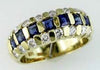 1.80CT DIAMOND & AAA SAPPHIRE 14KT YELLOW GOLD 3D CLASSIC 3 ROW ANNIVERSARY RING