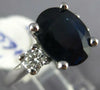 ESTATE LARGE 4.26CT DIAMOND & AAA SAPPHIRE 14KT WHITE GOLD OVAL ENGAGEMENT RING