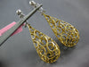 5.55CT WHITE & CANARY DIAMOND 18K 2 TONE GOLD TEARDROP FILIGREE HANGING EARRINGS